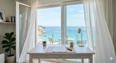 Modern vacation home with expansive windows