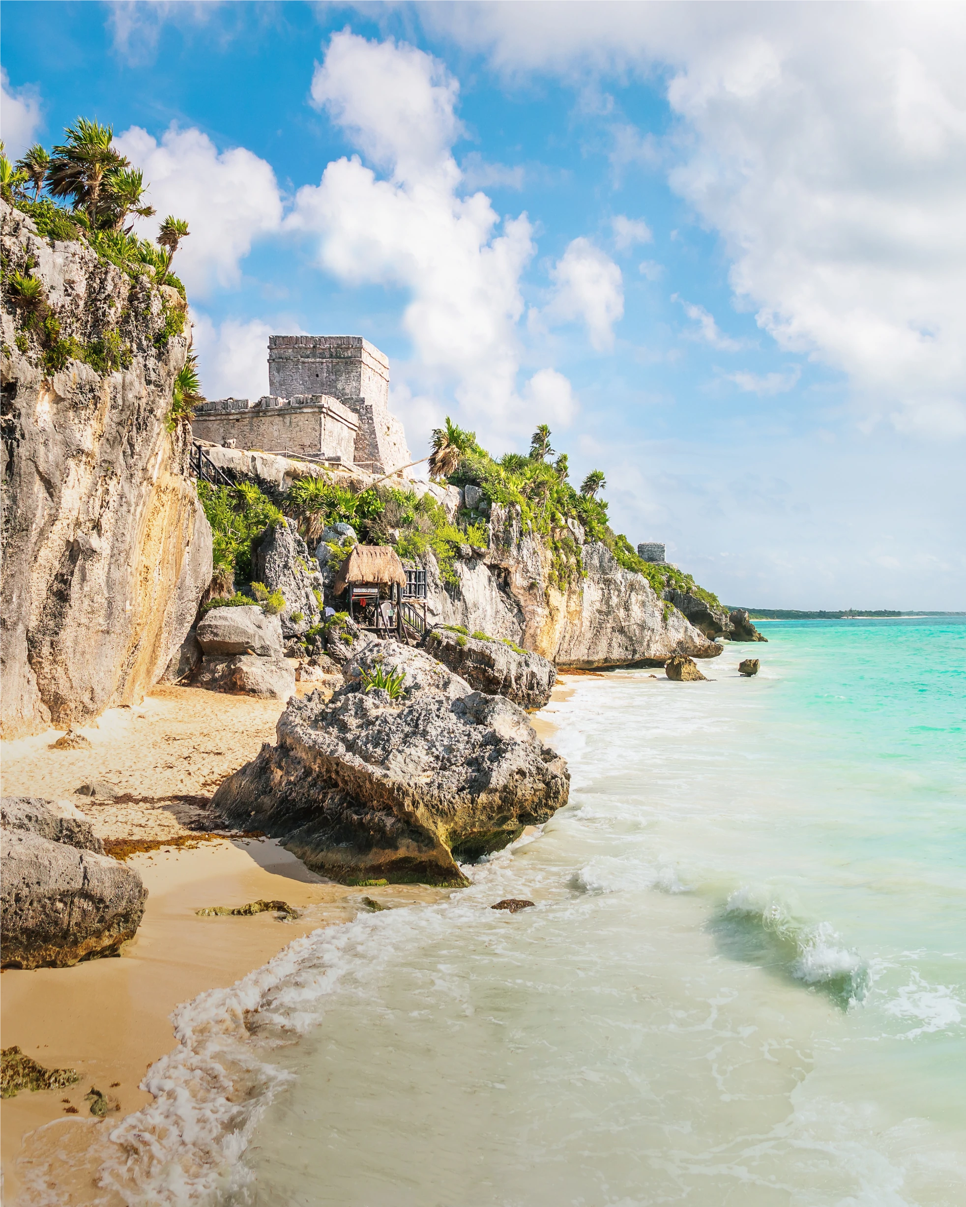 Tulum beach below the Mayan ruins on Mexico’s Caribbean coast