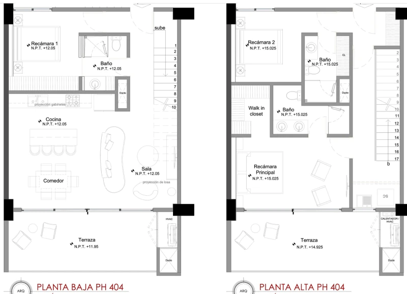 Architectural floor plan for PH 404