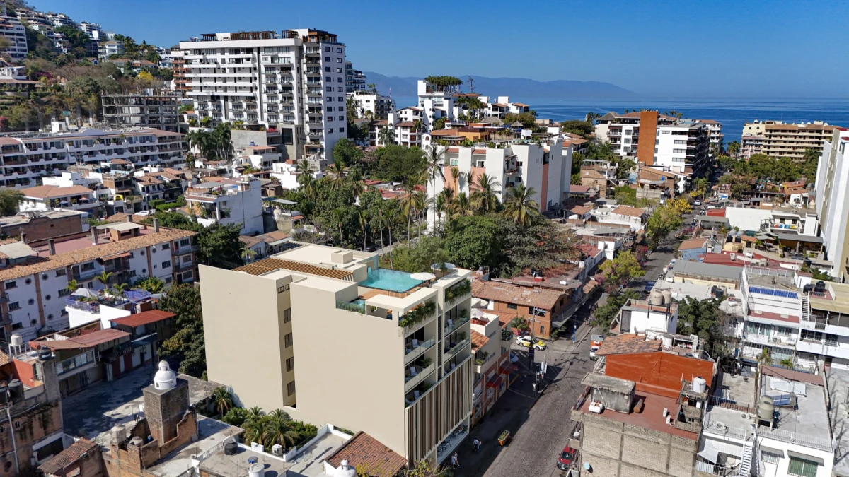 Rendering showing The Cosmopolitan in its Puerto Vallarta neighborhood
